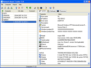 Screenshot of Network Asset Tracker